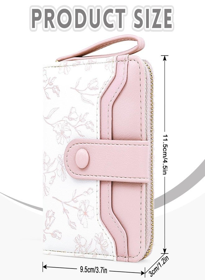 Busnos Women's Wallet Small Wallets for Women Cute Ladies Wallets Pink Bifold Flower Wallet Womens With Card Holder for Women Women's Coin Pocket Purses with Zipper - Image 2